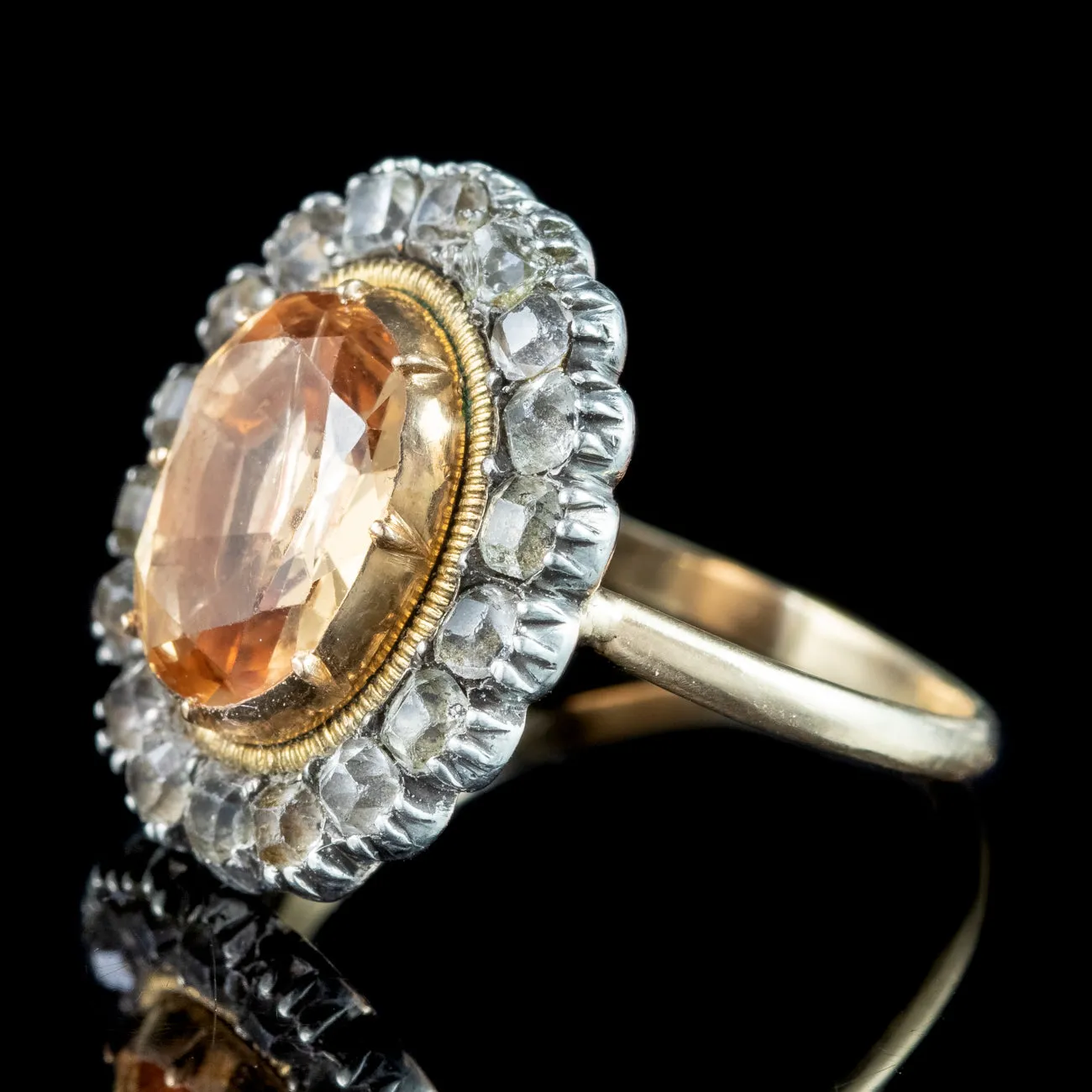 Antique Georgian Imperial Topaz Paste Cluster Ring 4ct Orange Topaz