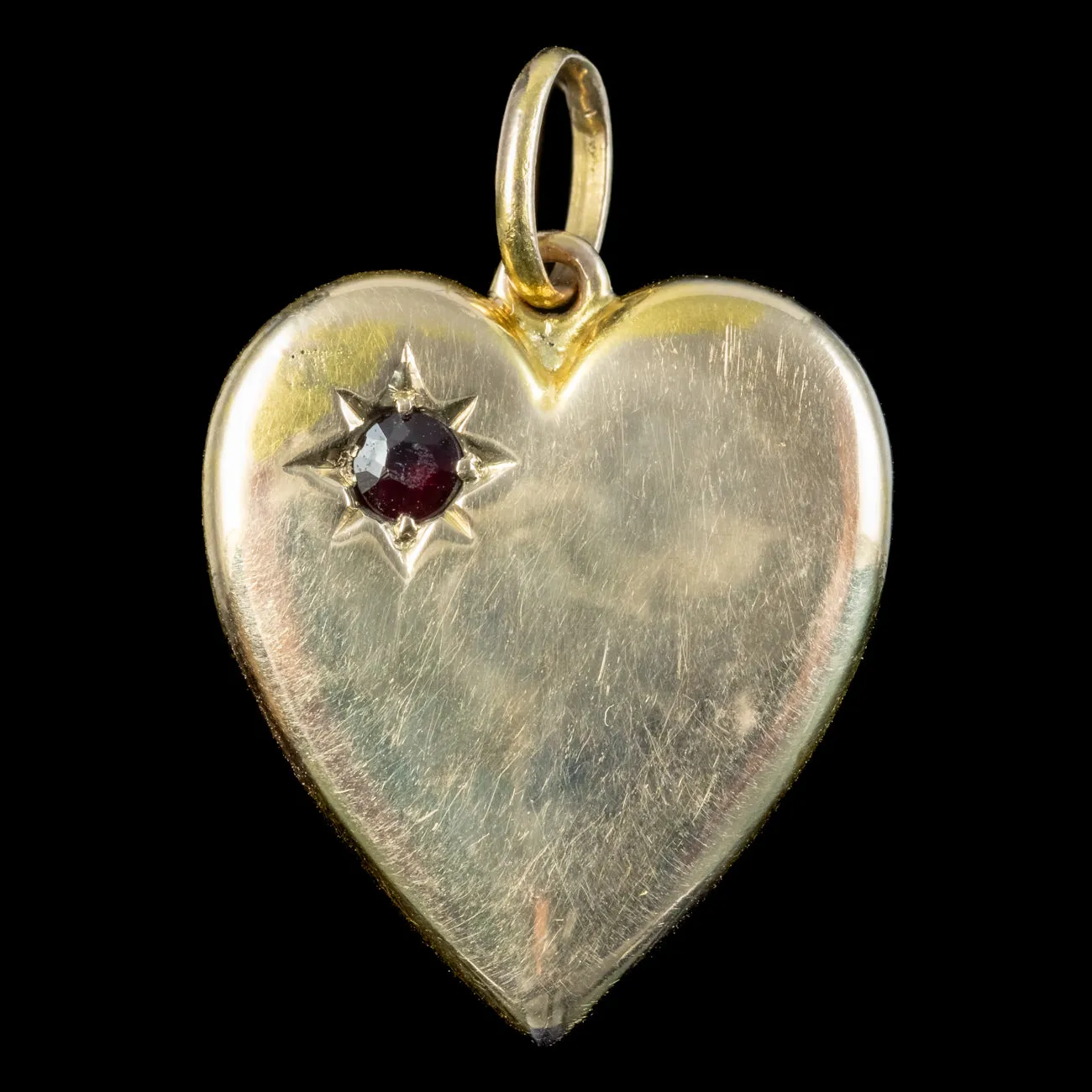 Antique Victorian Garnet Heart Pendant 15ct Gold Circa 1900