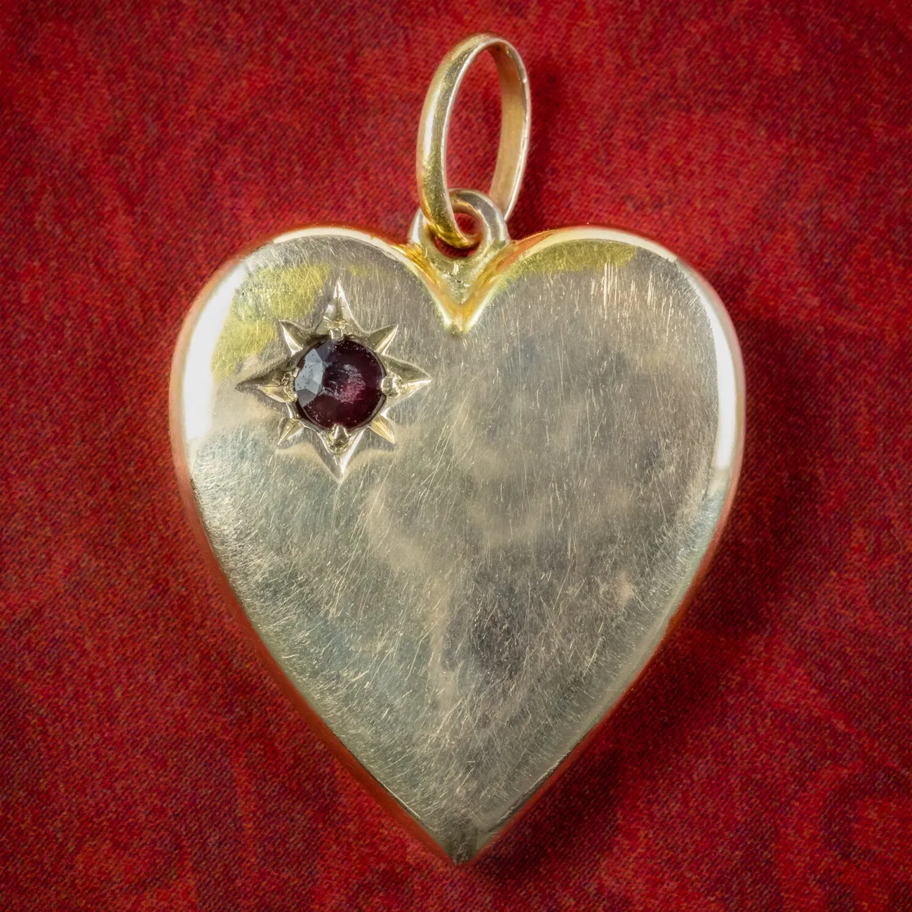 Antique Victorian Garnet Heart Pendant 15ct Gold Circa 1900