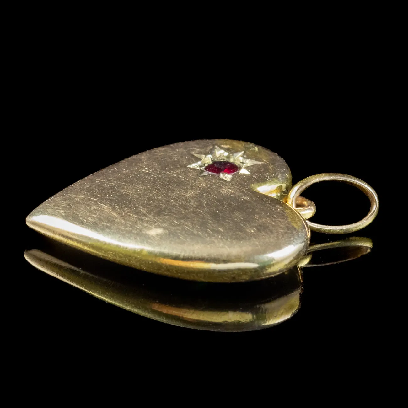 Antique Victorian Garnet Heart Pendant 15ct Gold Circa 1900