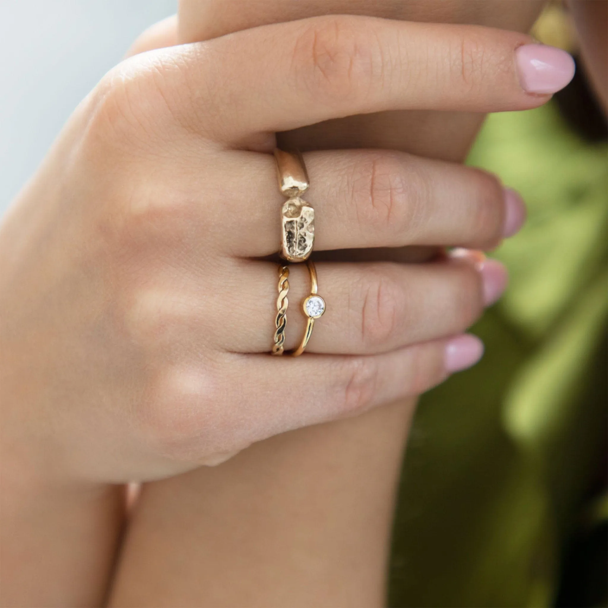 April Birthstone Ring, White Topaz, Gold -  Silver | By Lunar James