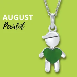 AUGUST Birthstone Little Boy Necklace in Peridot