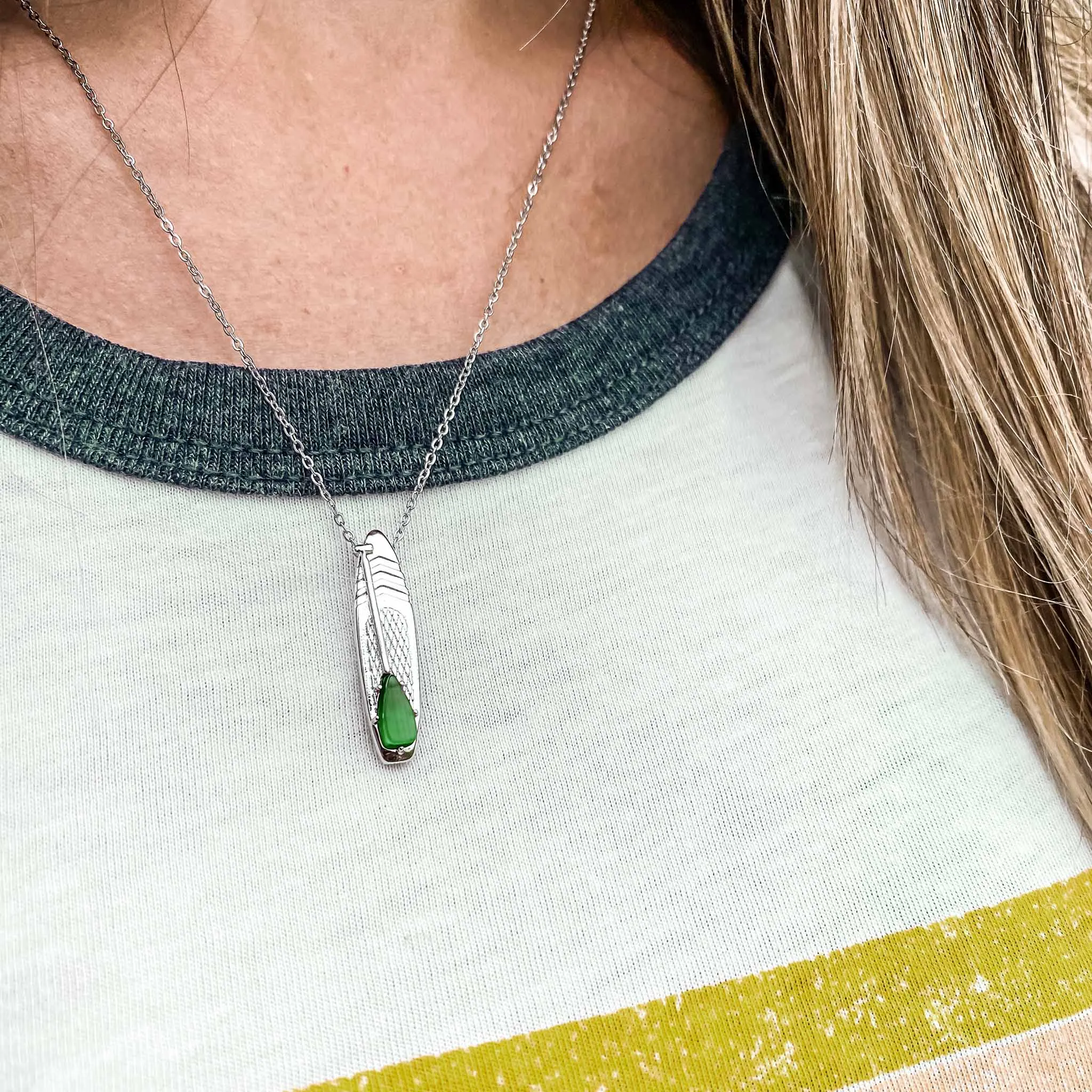 AUGUST Birthstone Paddle board Necklace in Peridot