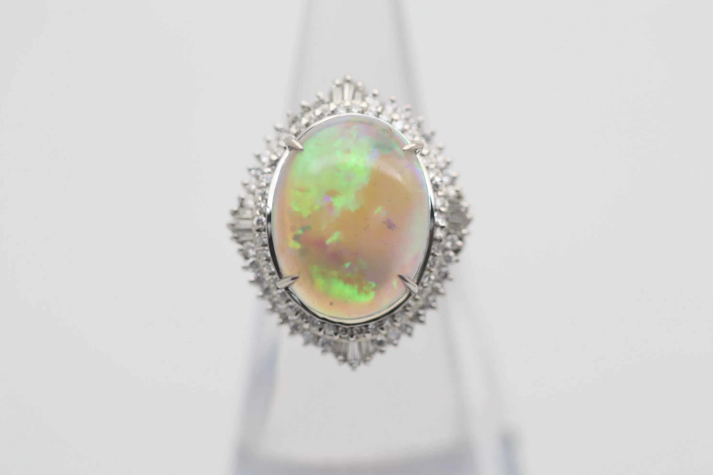 Australian Crystal Opal Diamond Platinum Cocktail Ring