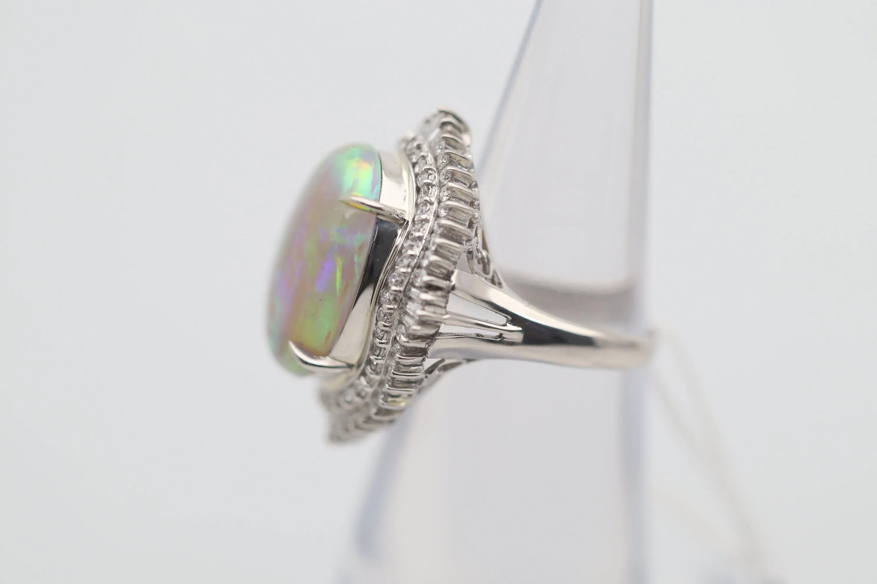 Australian Crystal Opal Diamond Platinum Cocktail Ring