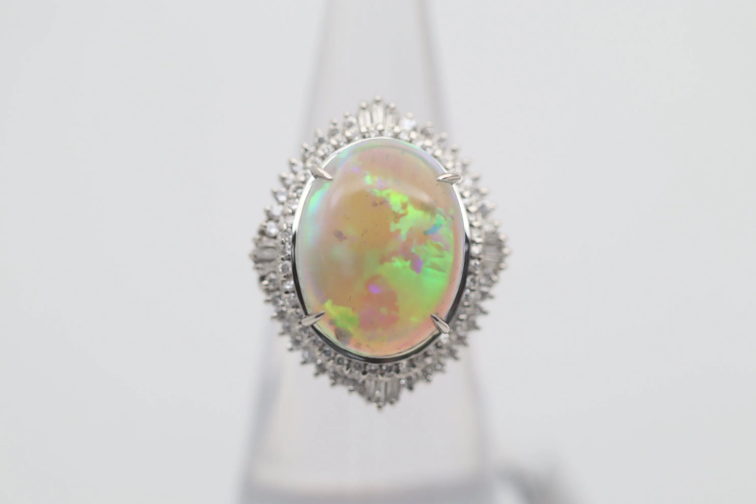 Australian Crystal Opal Diamond Platinum Cocktail Ring