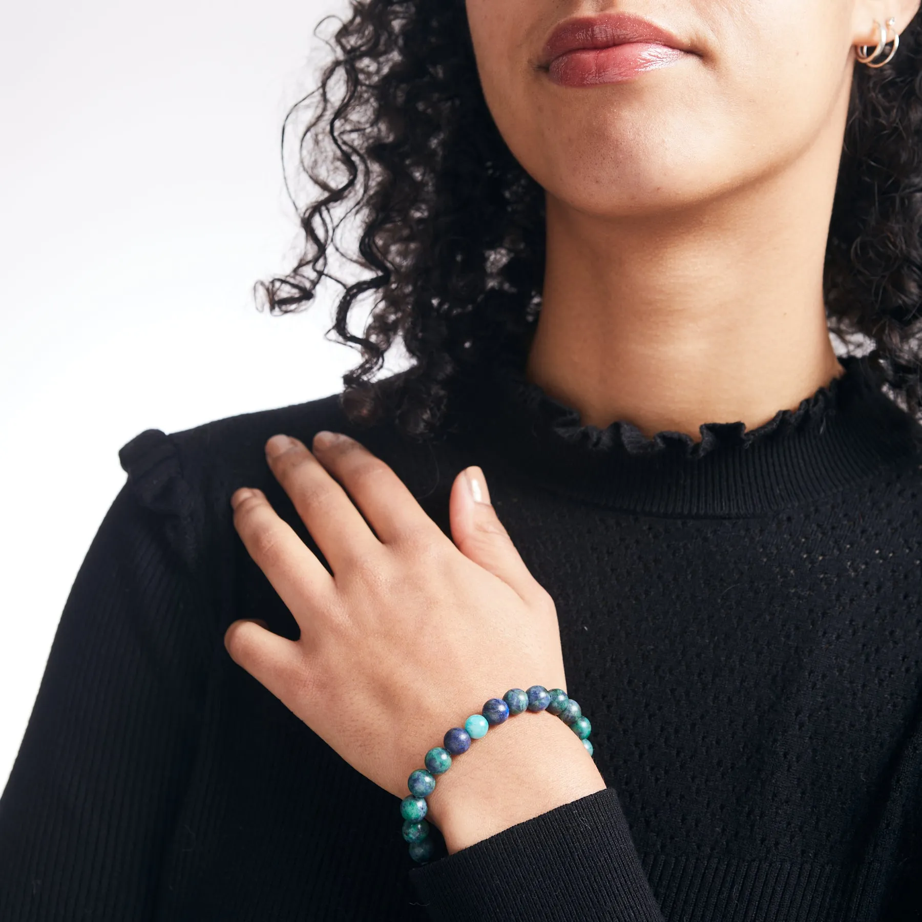 Azurite Malachite & Amazonite Beaded Bracelet