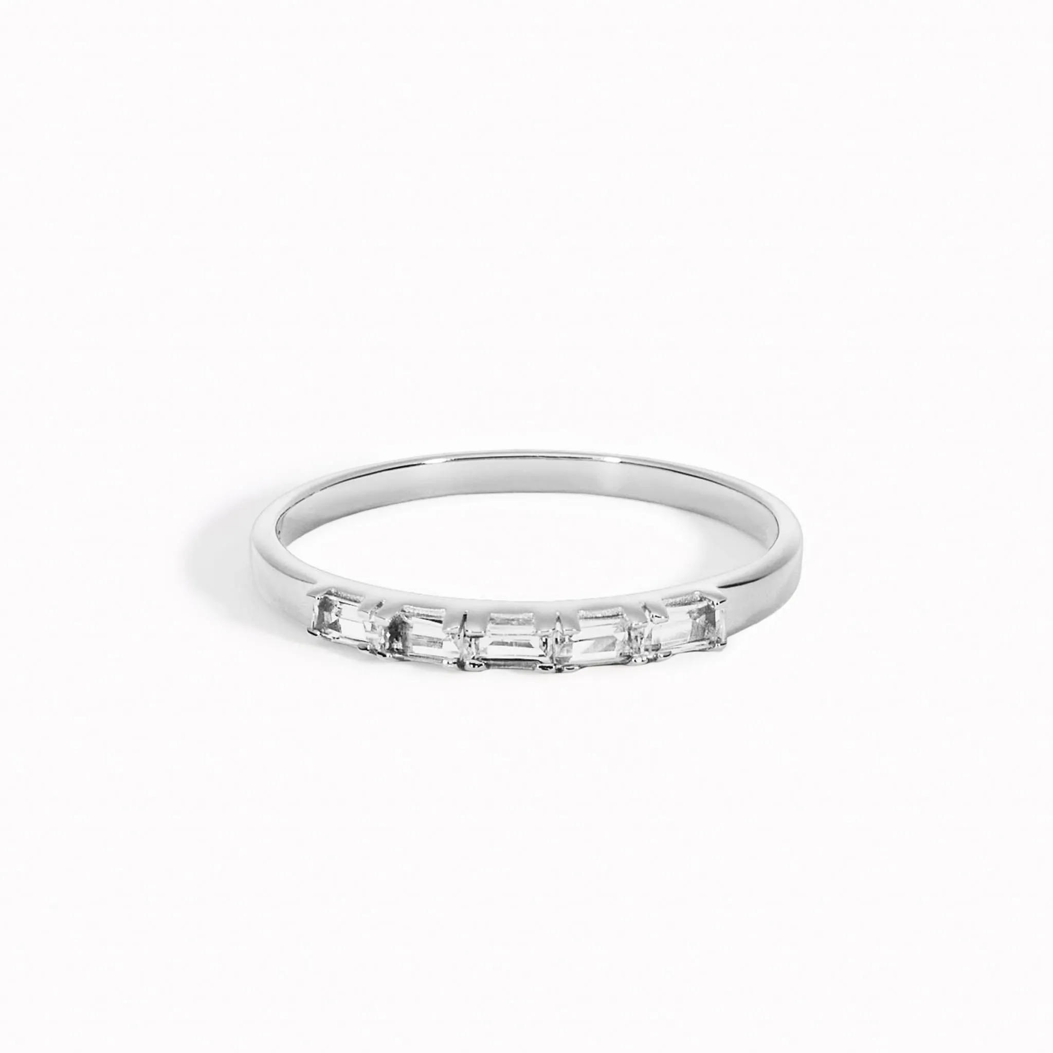 Baguette Ring White Topaz Silver - Julie