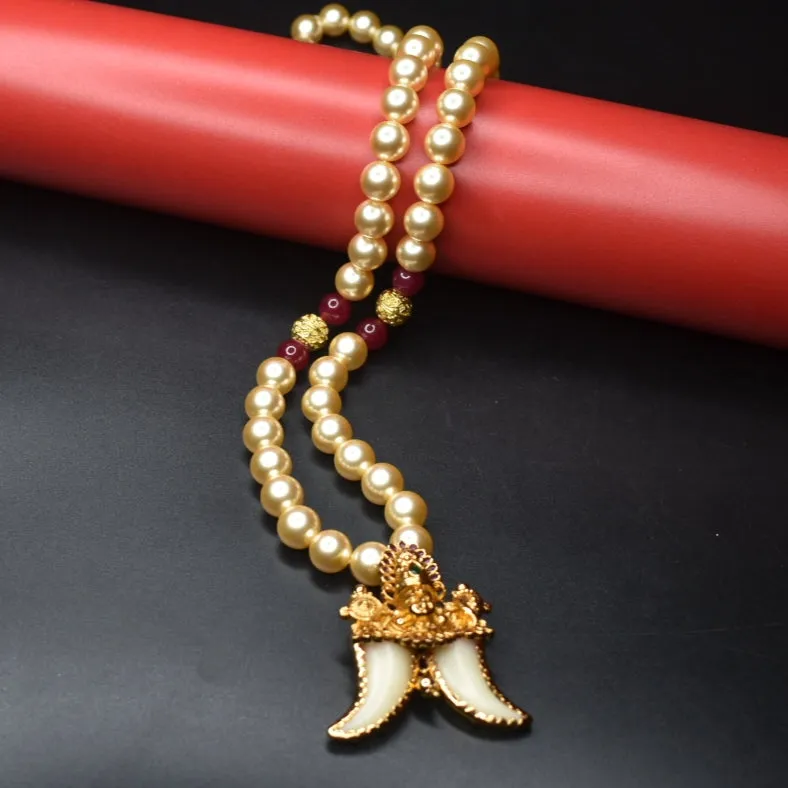 Balaji Puligoru Pendant Adorned with Pearls For Gents