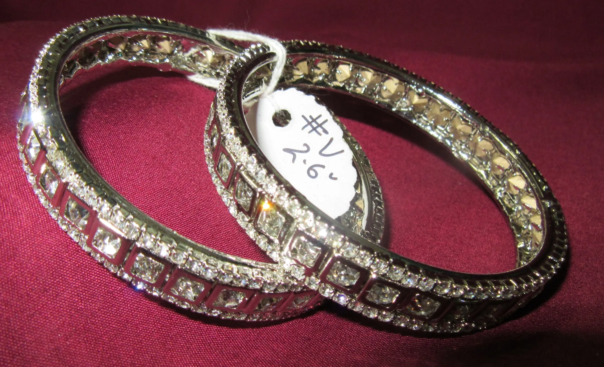 Bangles 7292 Silver Bangles Lustrous CZ Crystal Zircon Stones