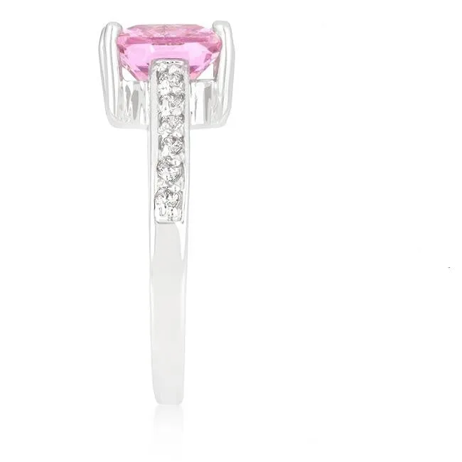 Barrie 2ct Pink Princess Solitaire Engagement Ring | 2.3ct | Sterling Silver