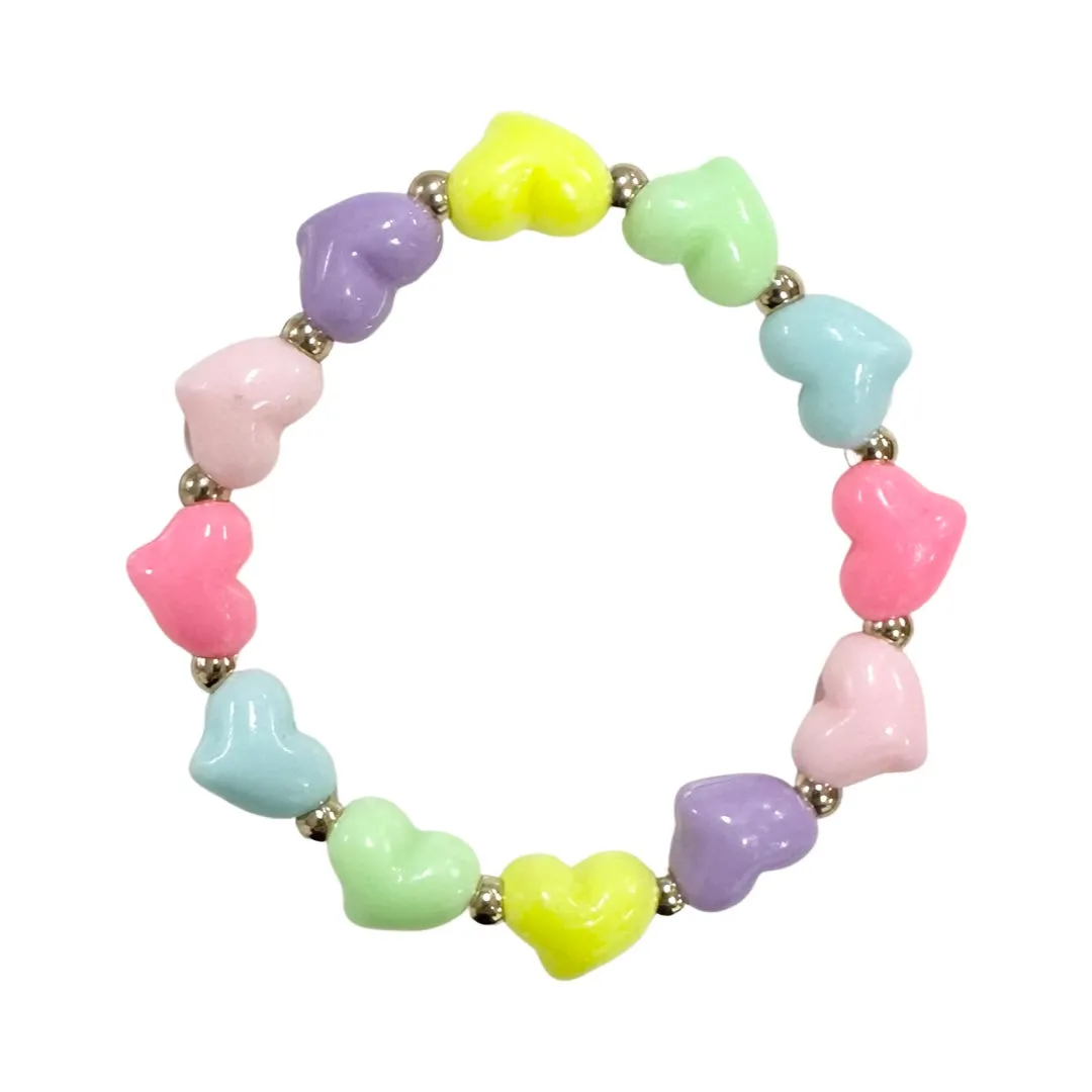 Beaded Heart Bracelet - Pastel