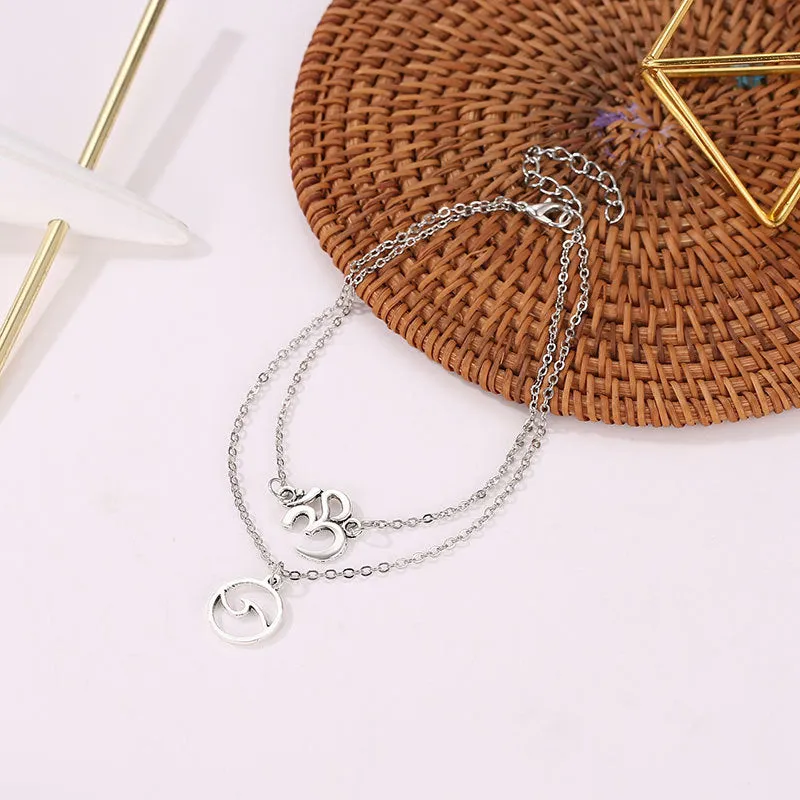 Bohemian Sea Wave Double-layer Beach Anklet Beach Personality Letter 3D Wave Anklet