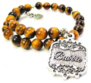 Bubbie Victorian Scroll Tiger's Eye Glass Beaded Wrap Bracelet