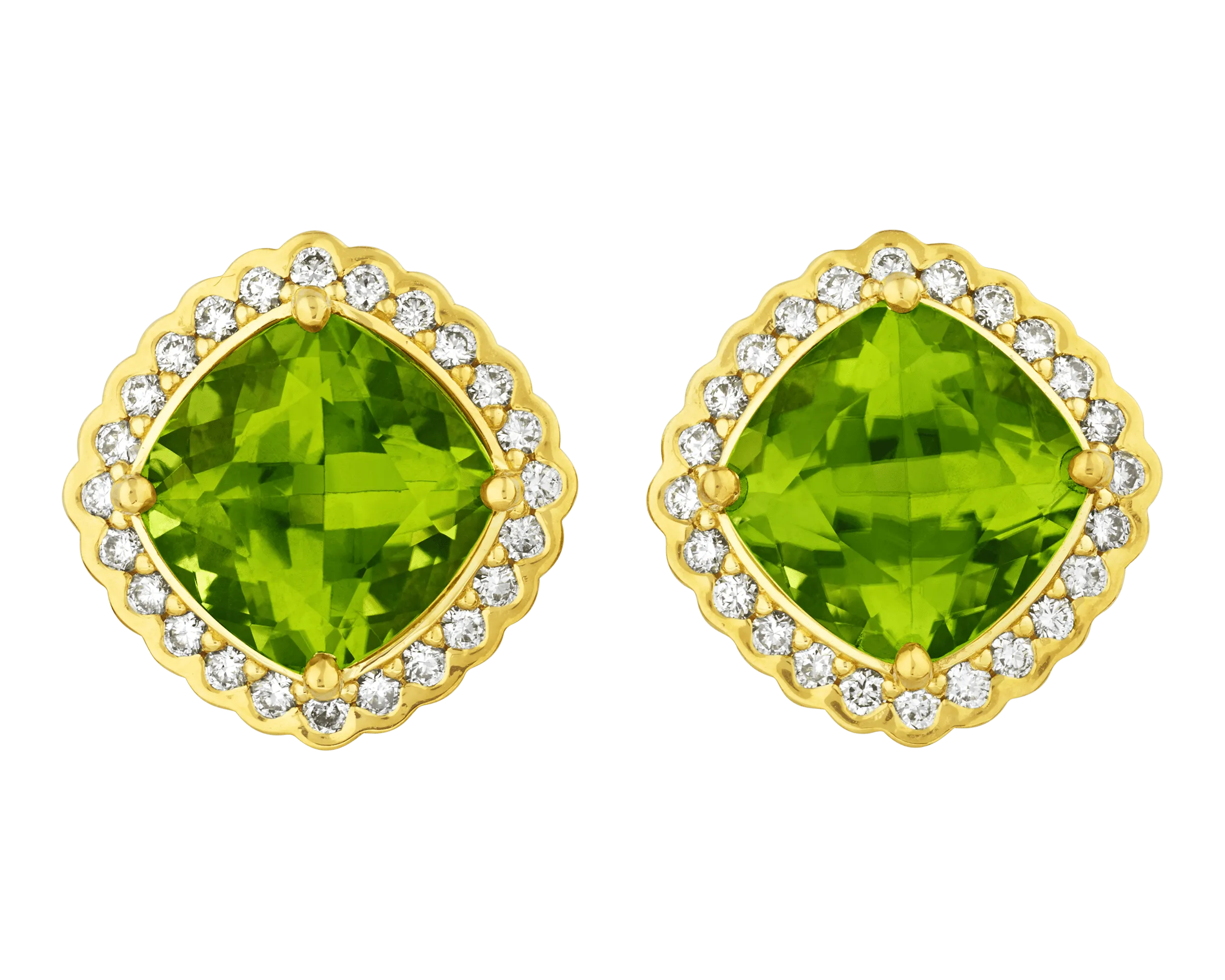 Burmese Peridot Earrings, 7.40 Carats