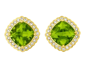 Burmese Peridot Earrings, 7.40 Carats