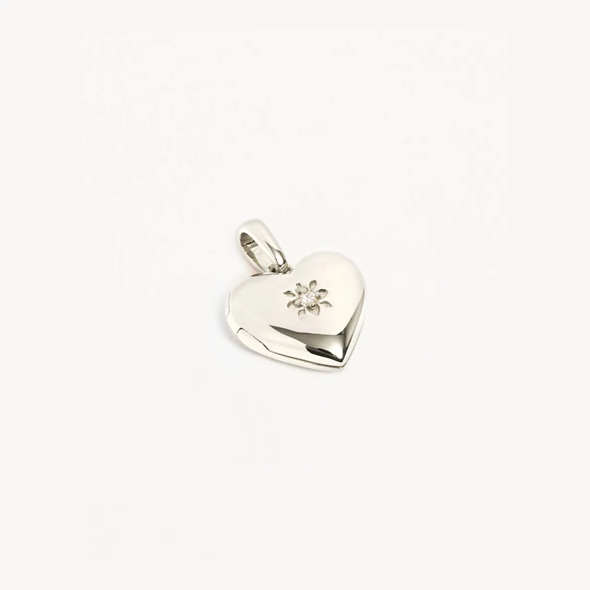 By Charlotte Heart Lotus Locket Pendant, Gold or Silver