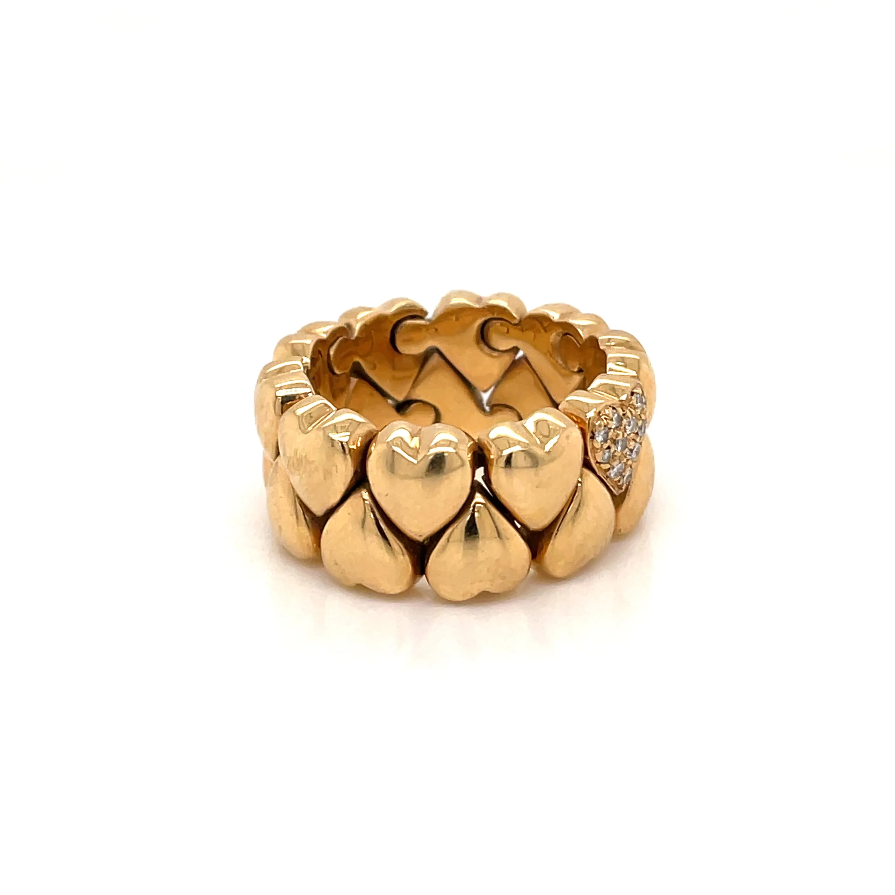 Cartier Diamond Double Coeurs Gold Band Ring