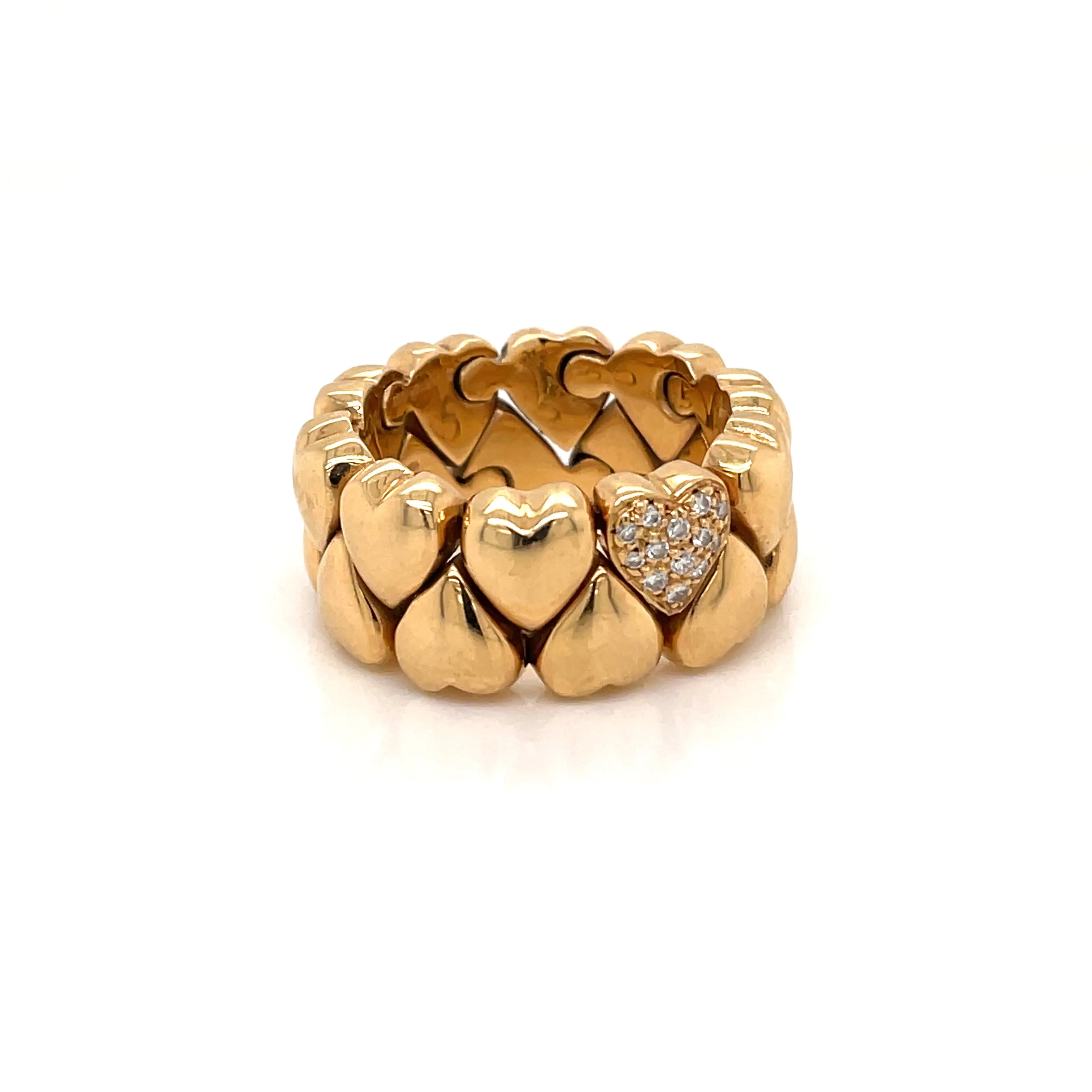 Cartier Diamond Double Coeurs Gold Band Ring