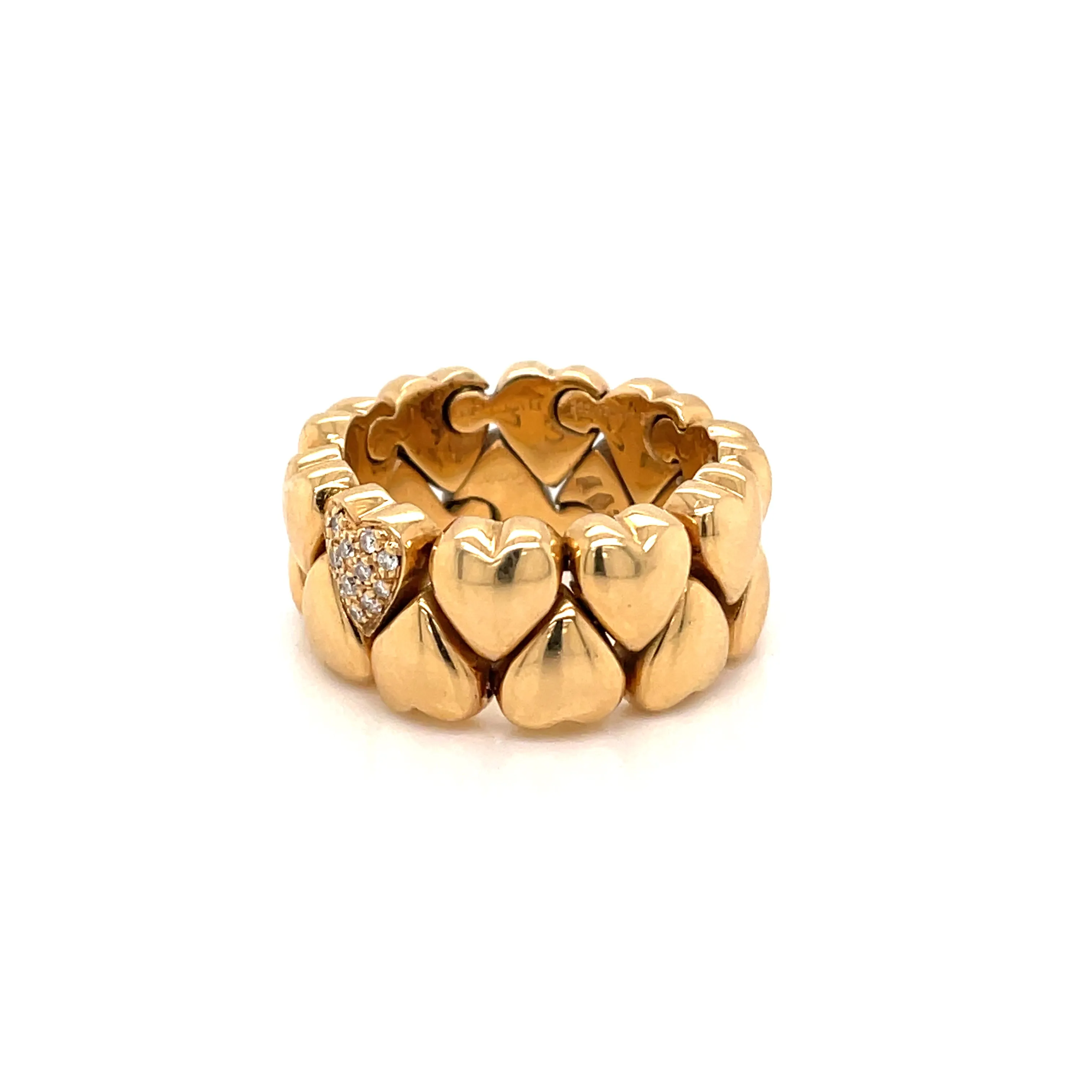 Cartier Diamond Double Coeurs Gold Band Ring