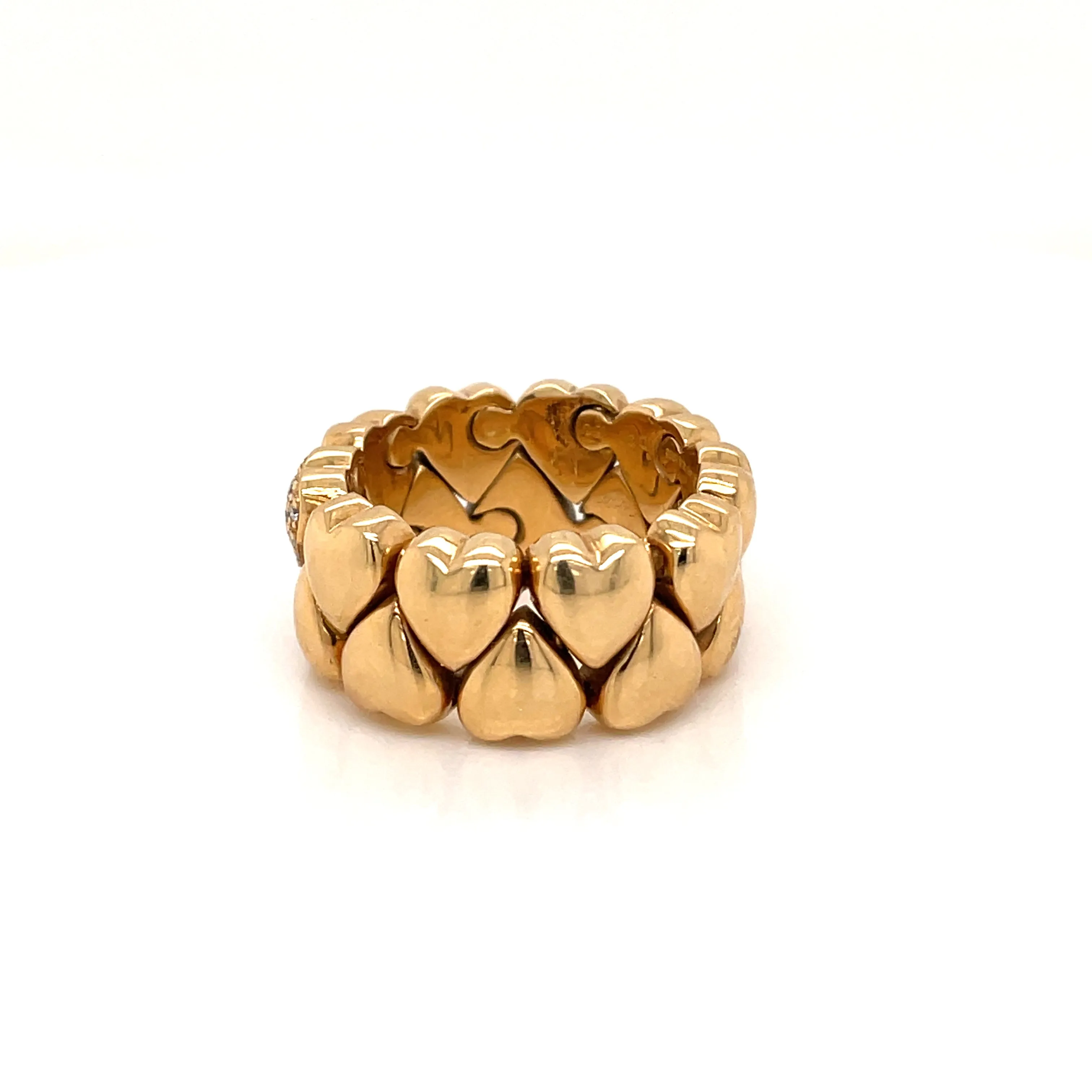 Cartier Diamond Double Coeurs Gold Band Ring