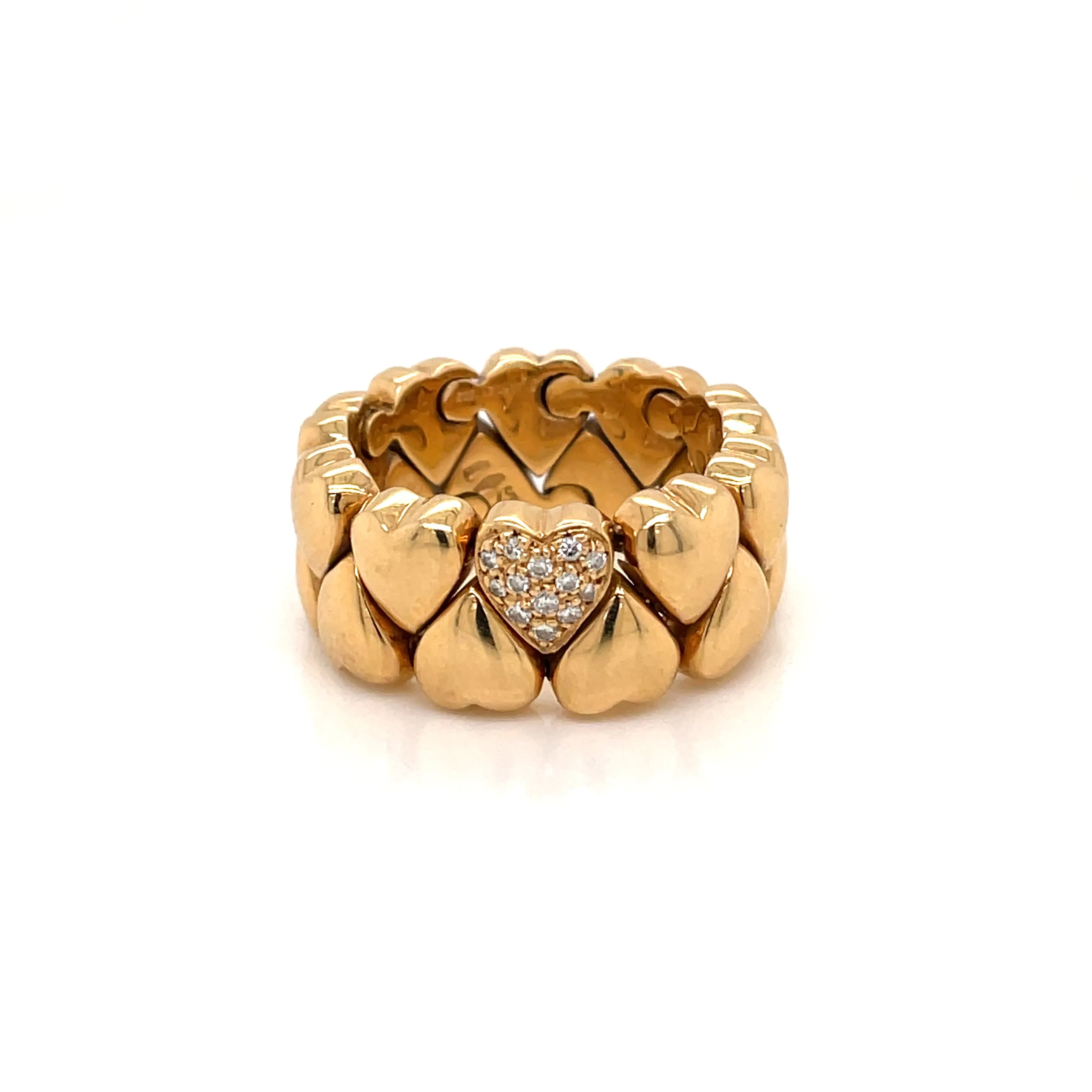 Cartier Diamond Double Coeurs Gold Band Ring