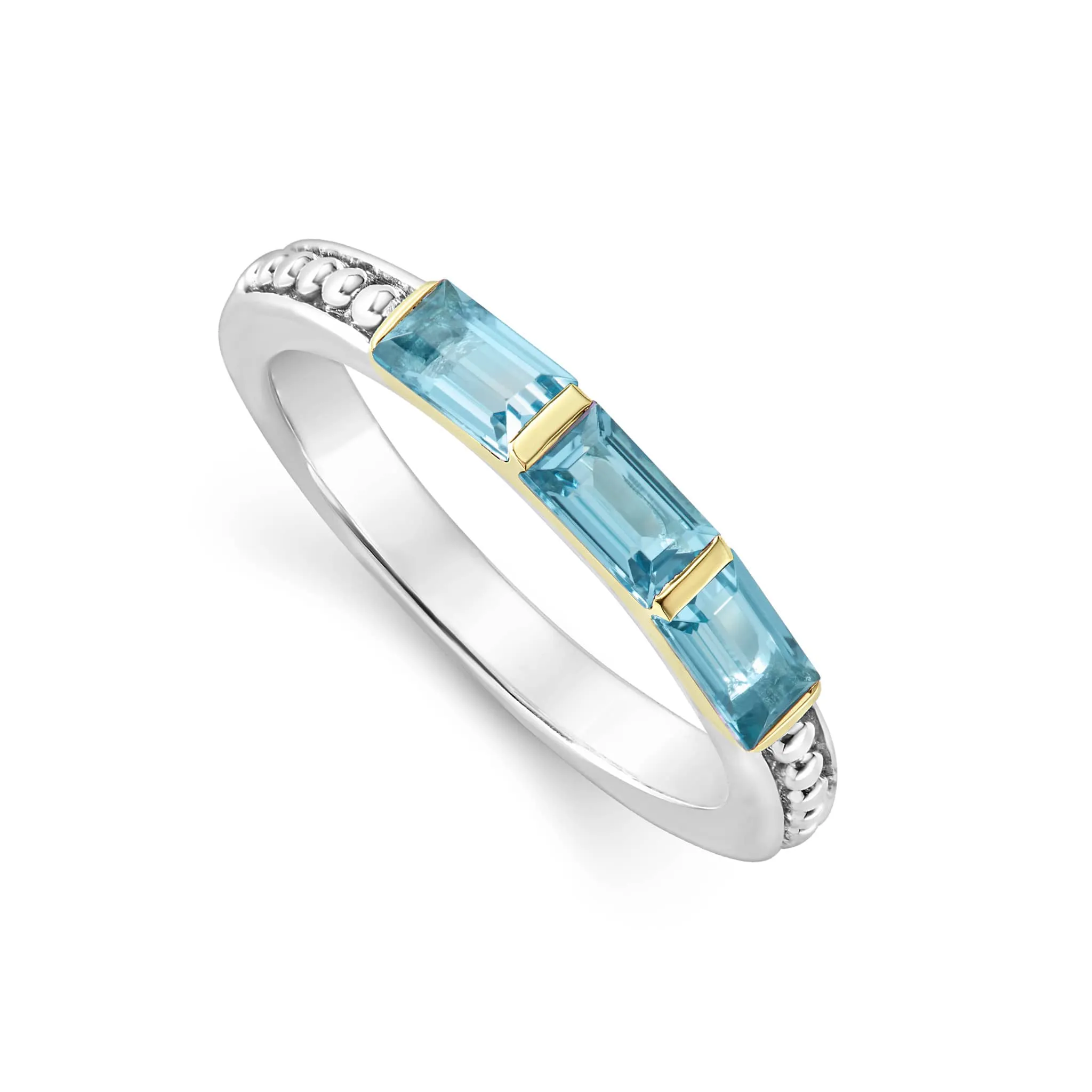 Caviar Color Swiss Blue Topaz Stacking Ring