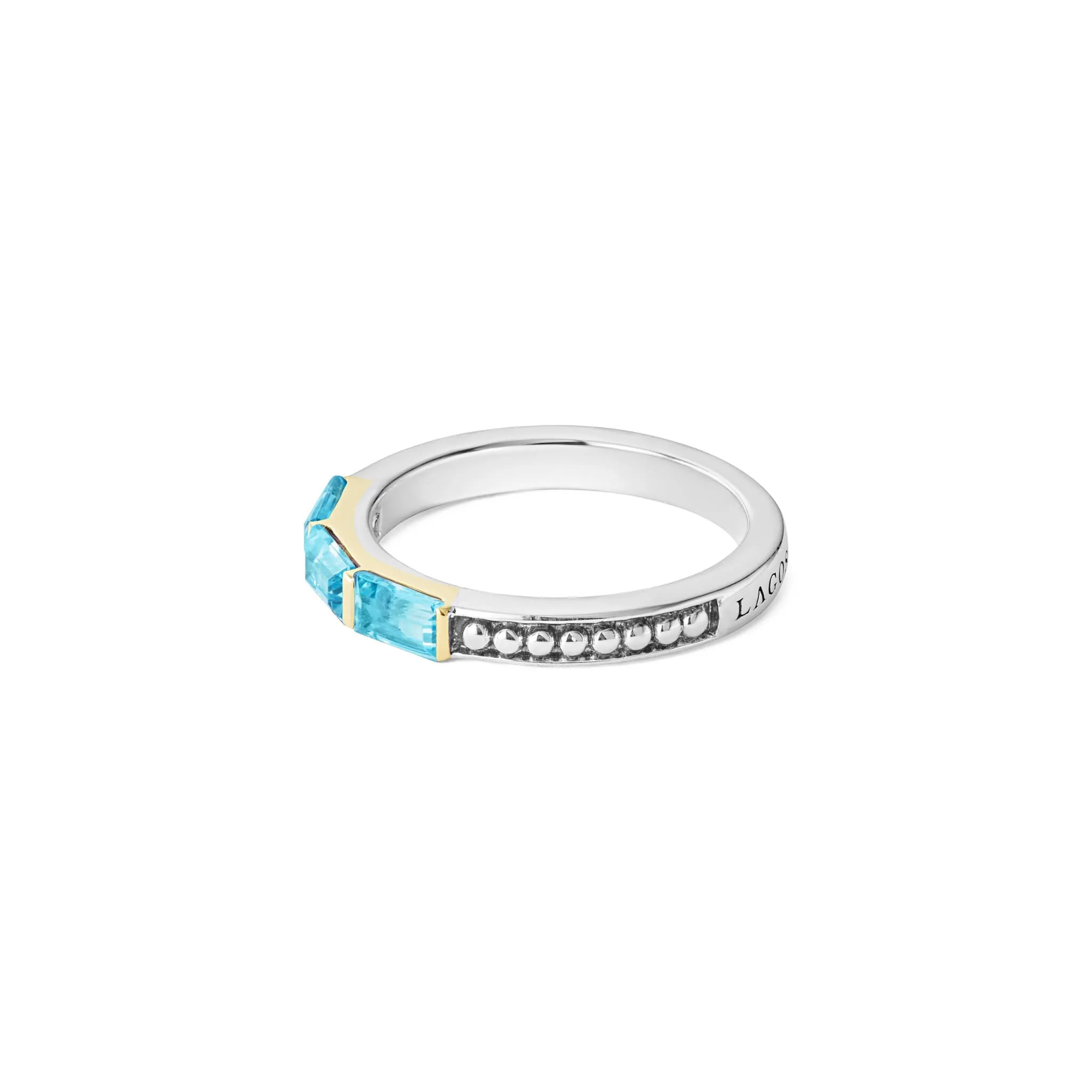 Caviar Color Swiss Blue Topaz Stacking Ring