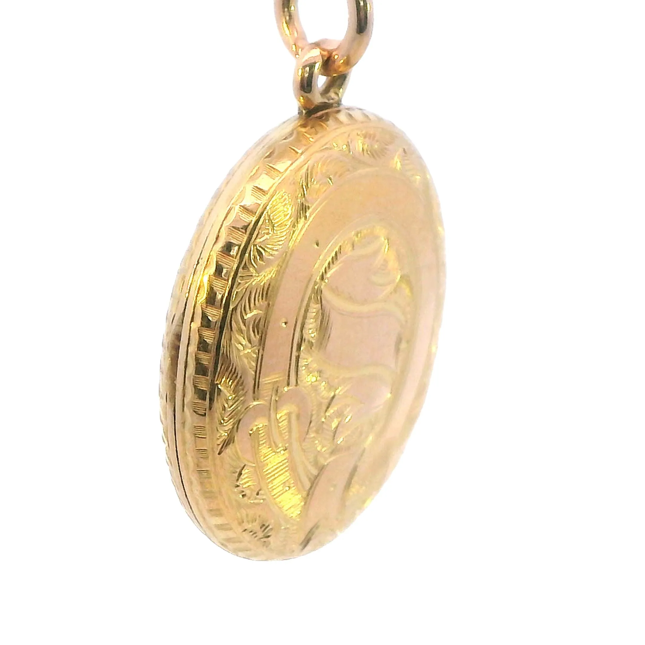 Charming Yellow Gold Hand Engraved Locket - Timeless Keepsake