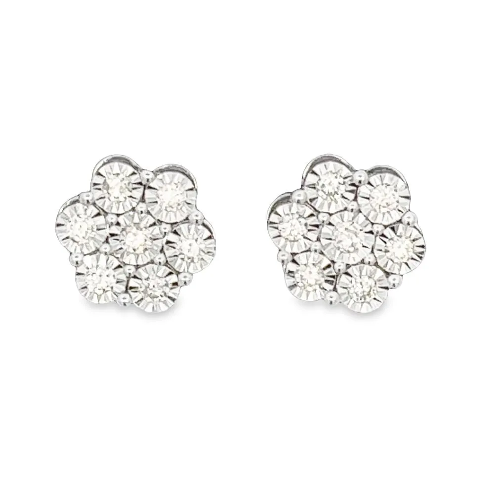 Cluster Large Miracle Diamond Earrings .58cttw 10K Gold