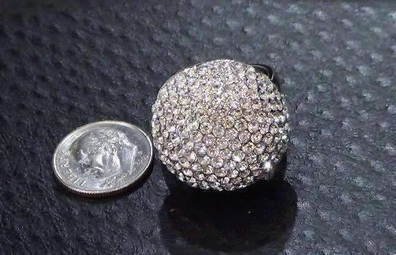 Crystal Mushroom Pavé CZ Oversize Dome Cocktail Ring