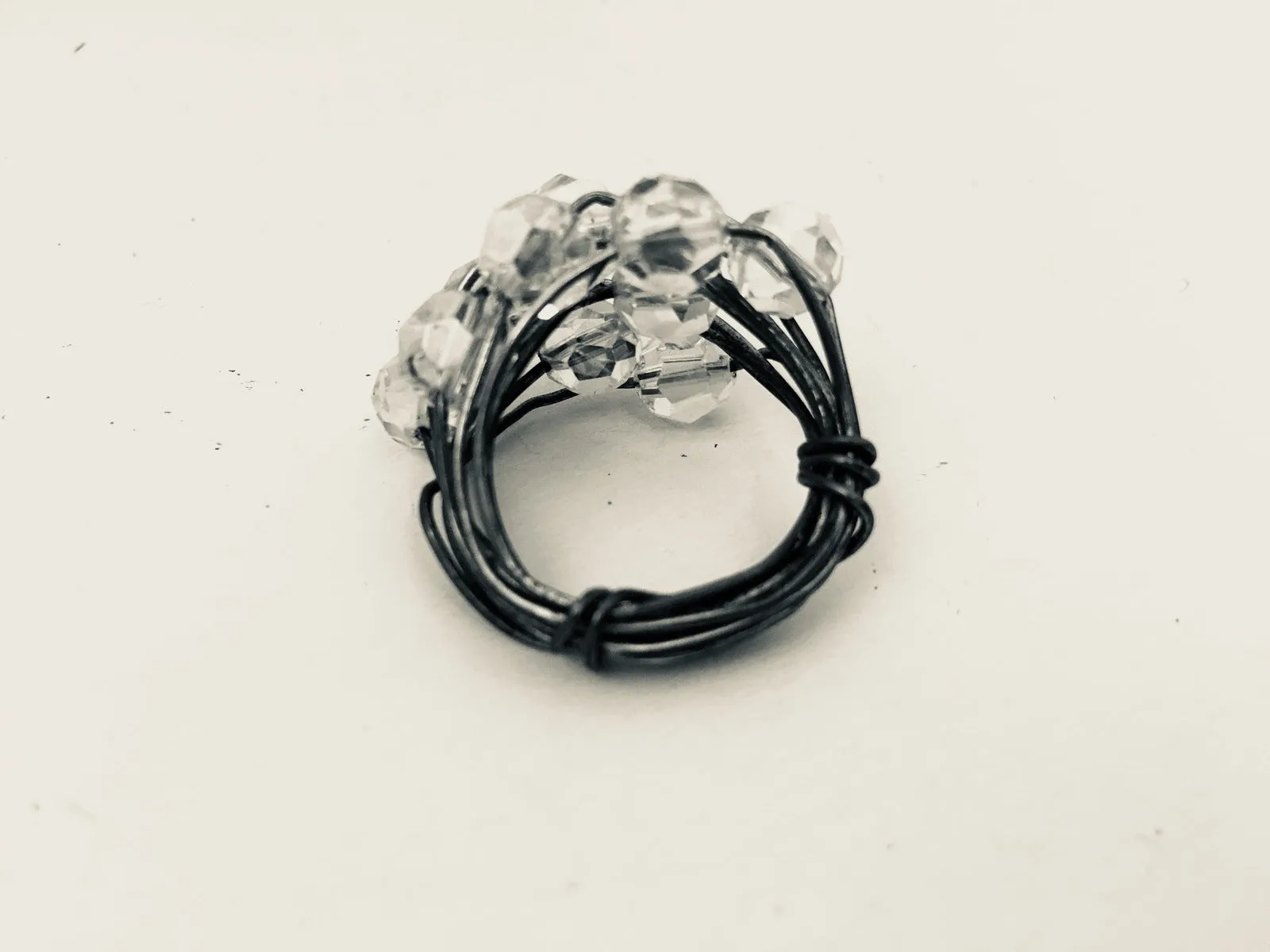 Crystals Cluster Cocktail Ring Handmade Vintage Jewelry