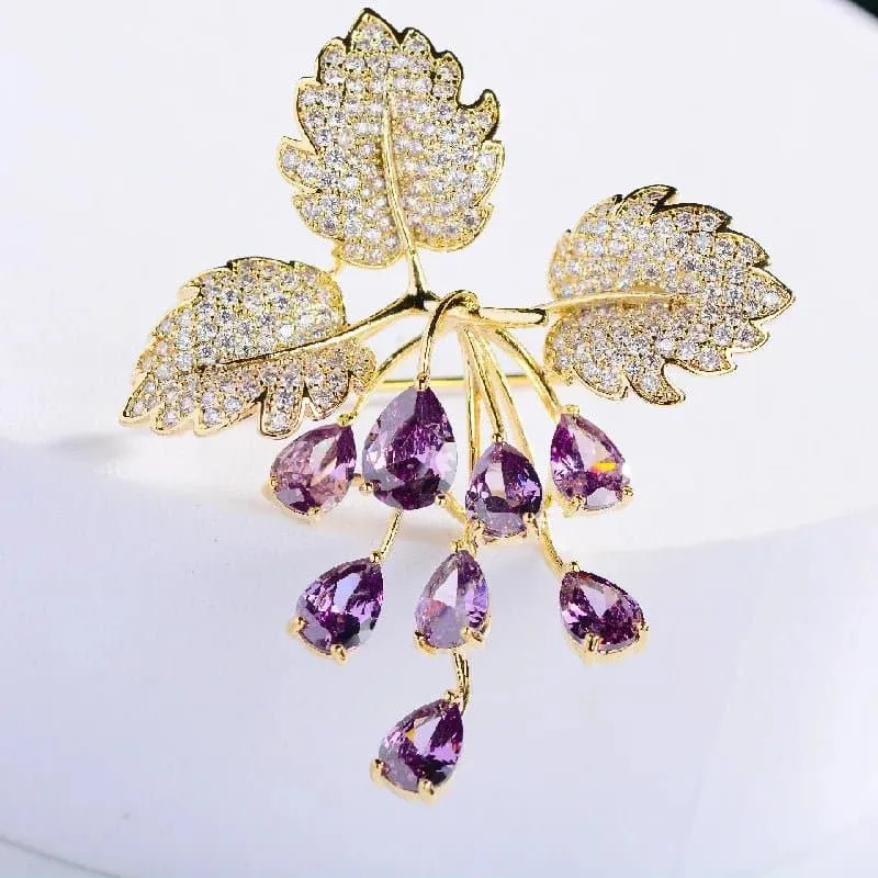 Cubic Zircon Fruit Brooch