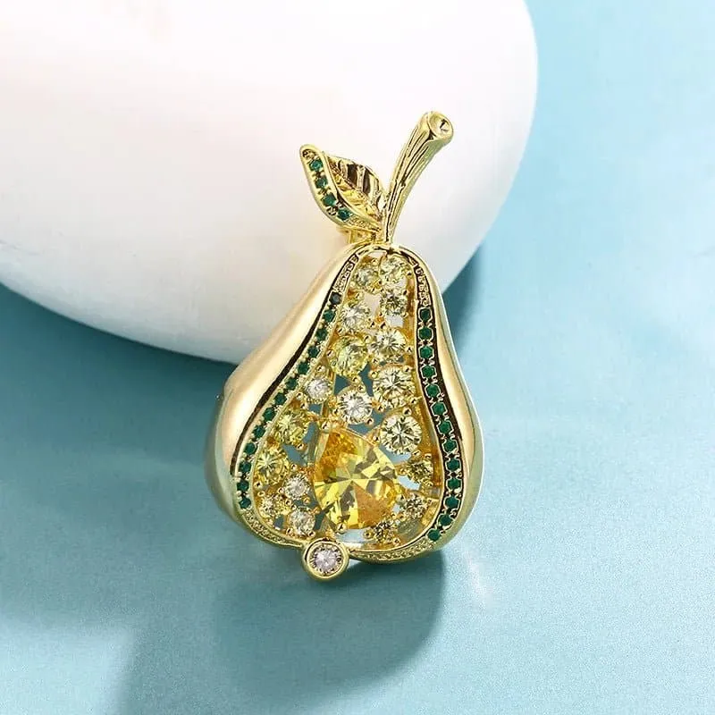 Cubic Zircon Fruit Brooch