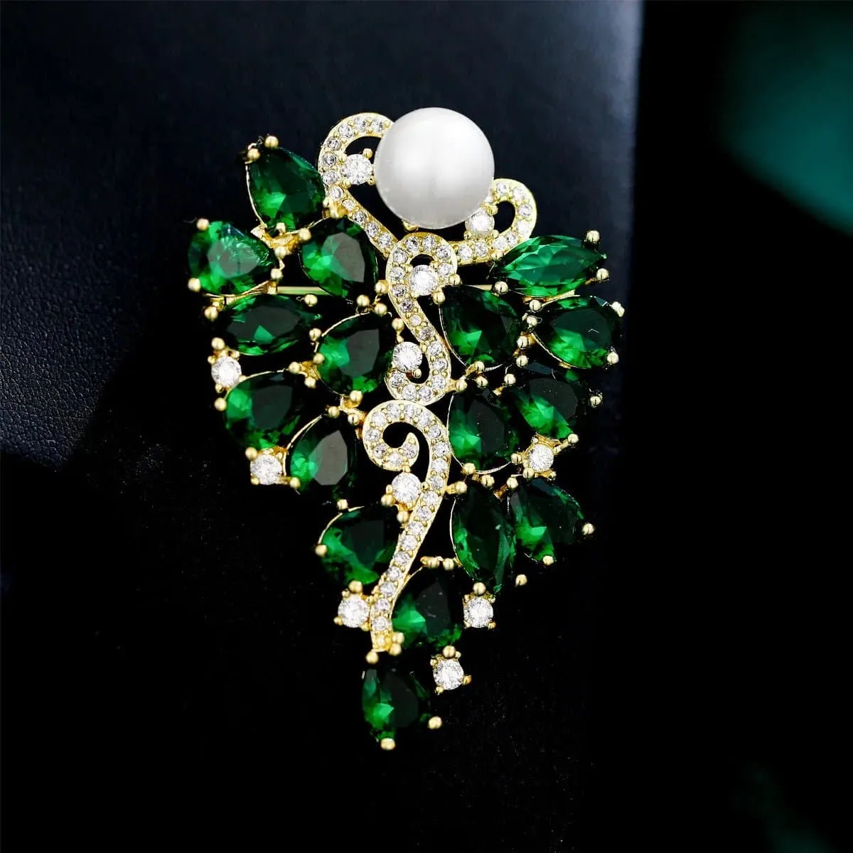 Cubic Zircon Fruit Brooch