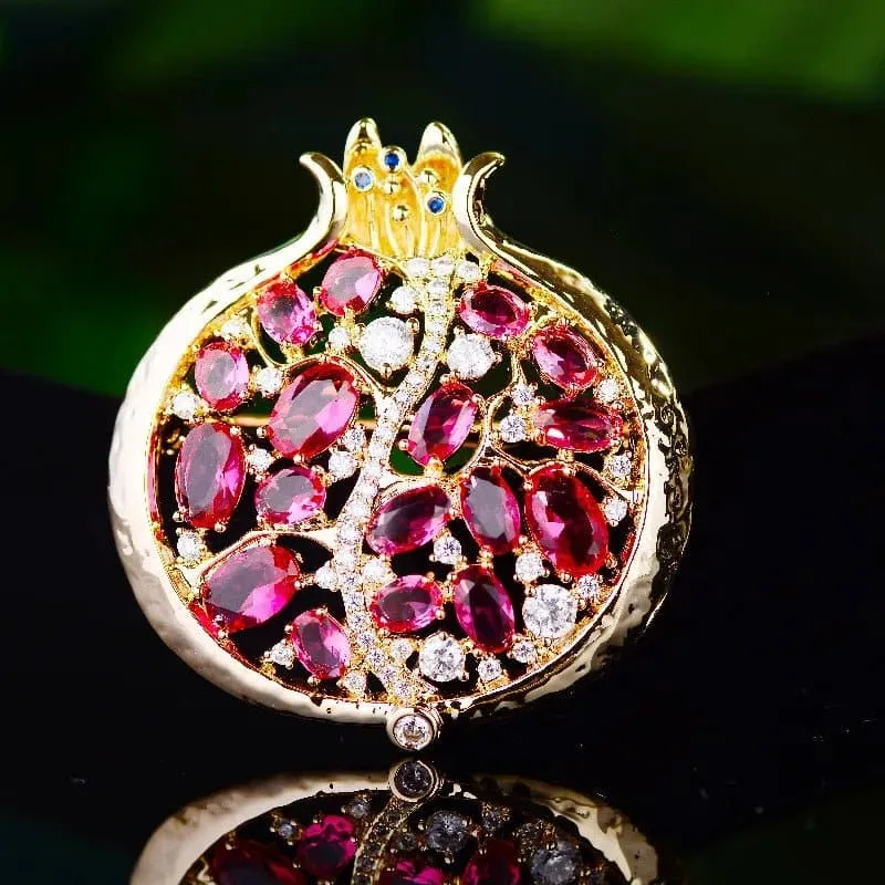 Cubic Zircon Fruit Brooch