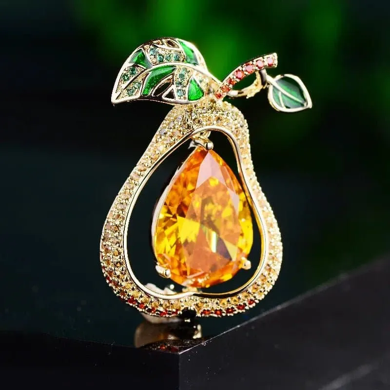 Cubic Zircon Fruit Brooch