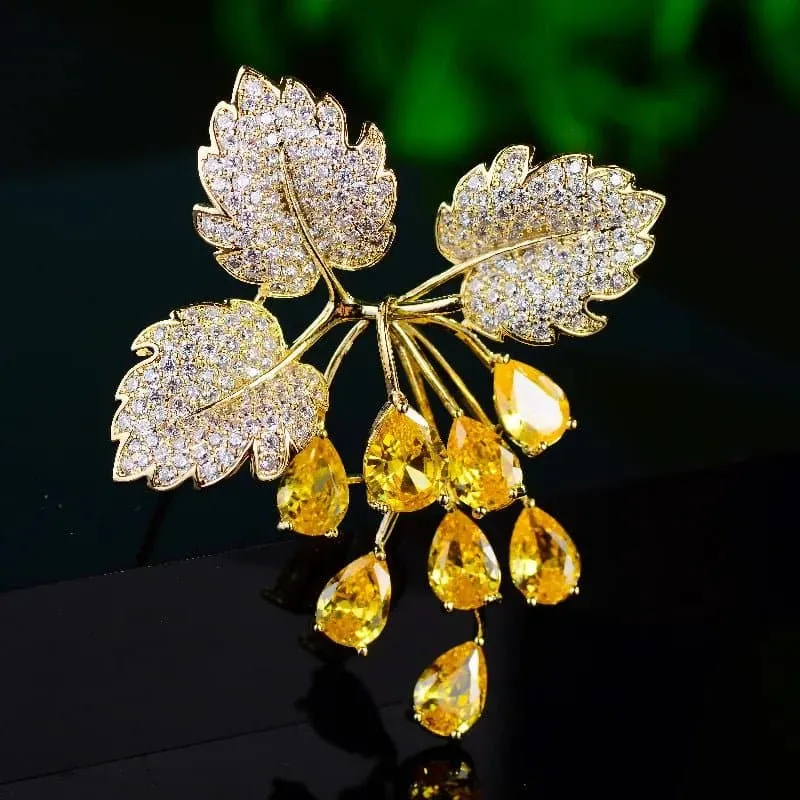 Cubic Zircon Fruit Brooch