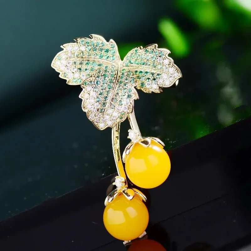 Cubic Zircon Fruit Brooch