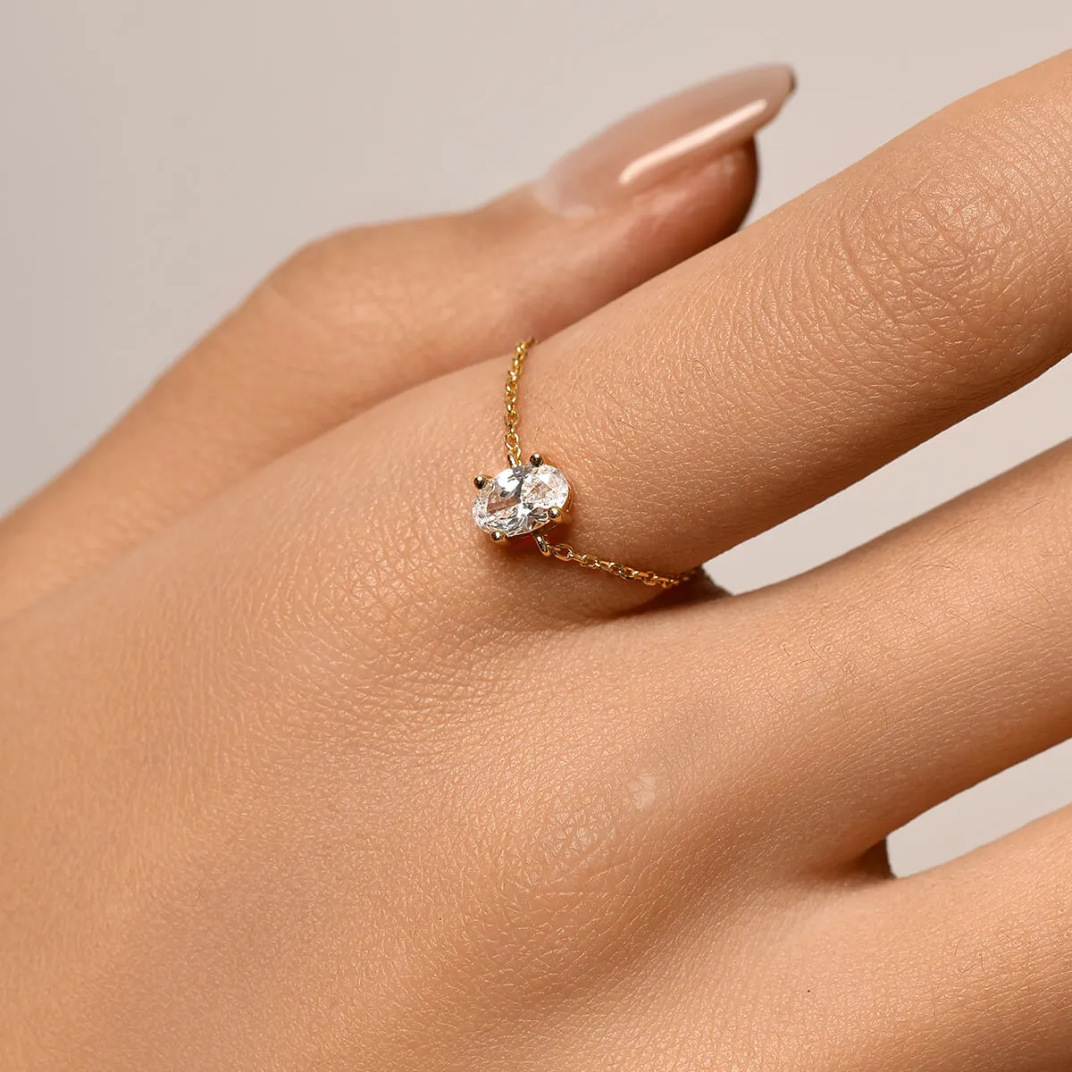 Dainty Oval Chain Ring