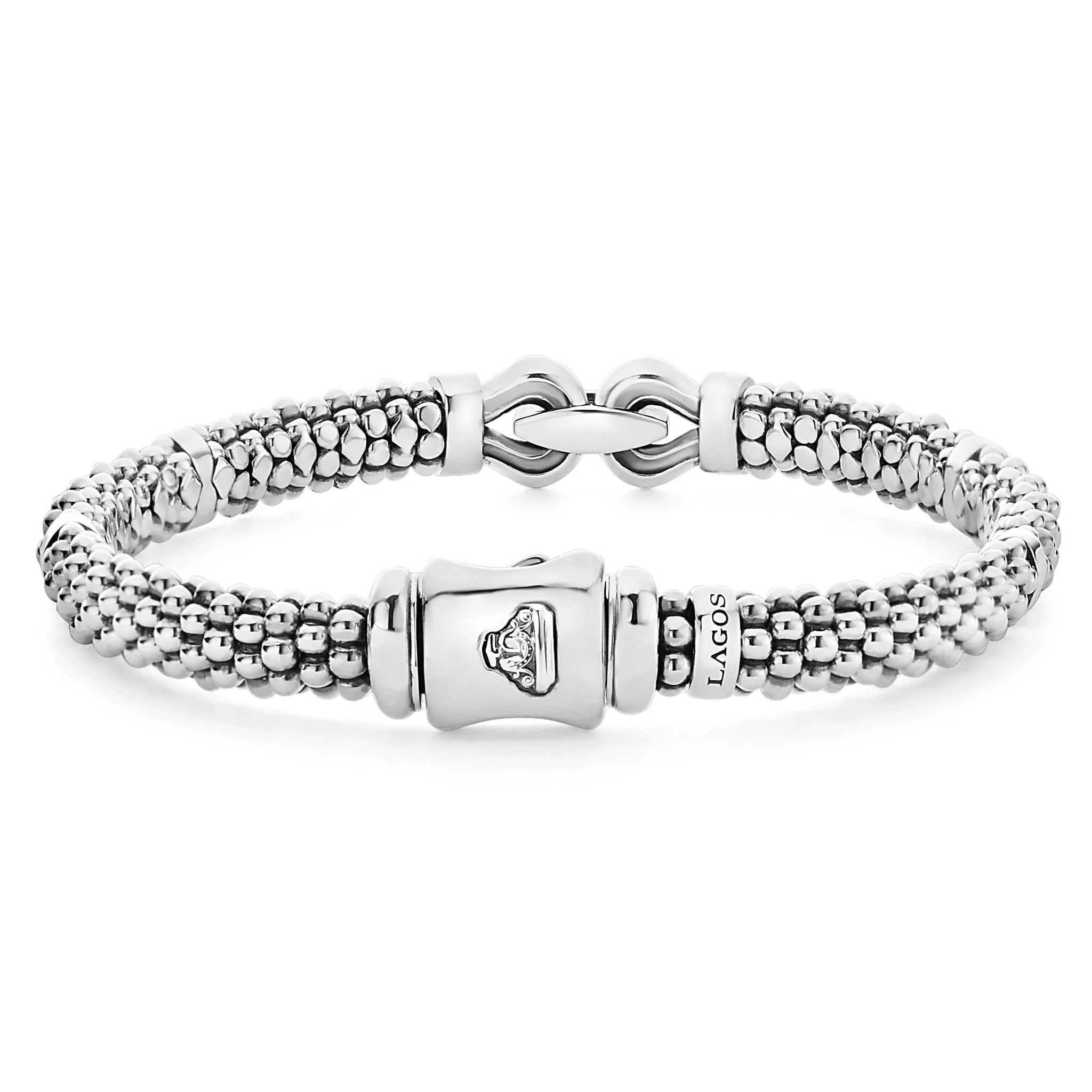 Derby Silver Caviar Buckle Bracelet | 6mm