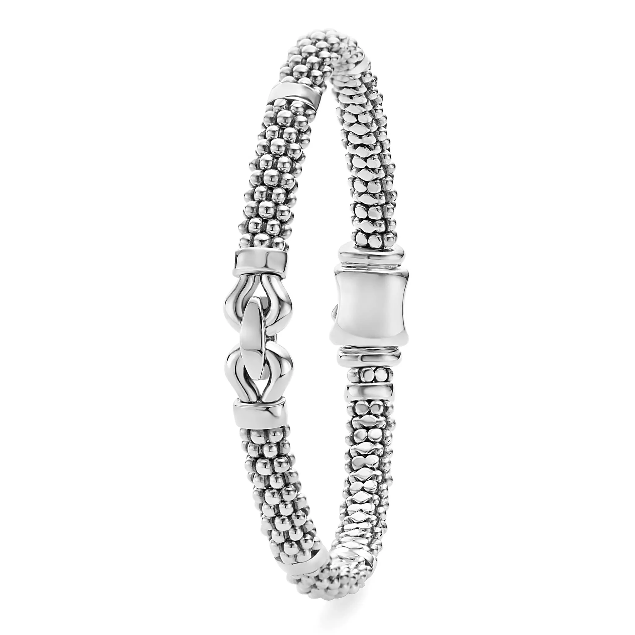 Derby Silver Caviar Buckle Bracelet | 6mm