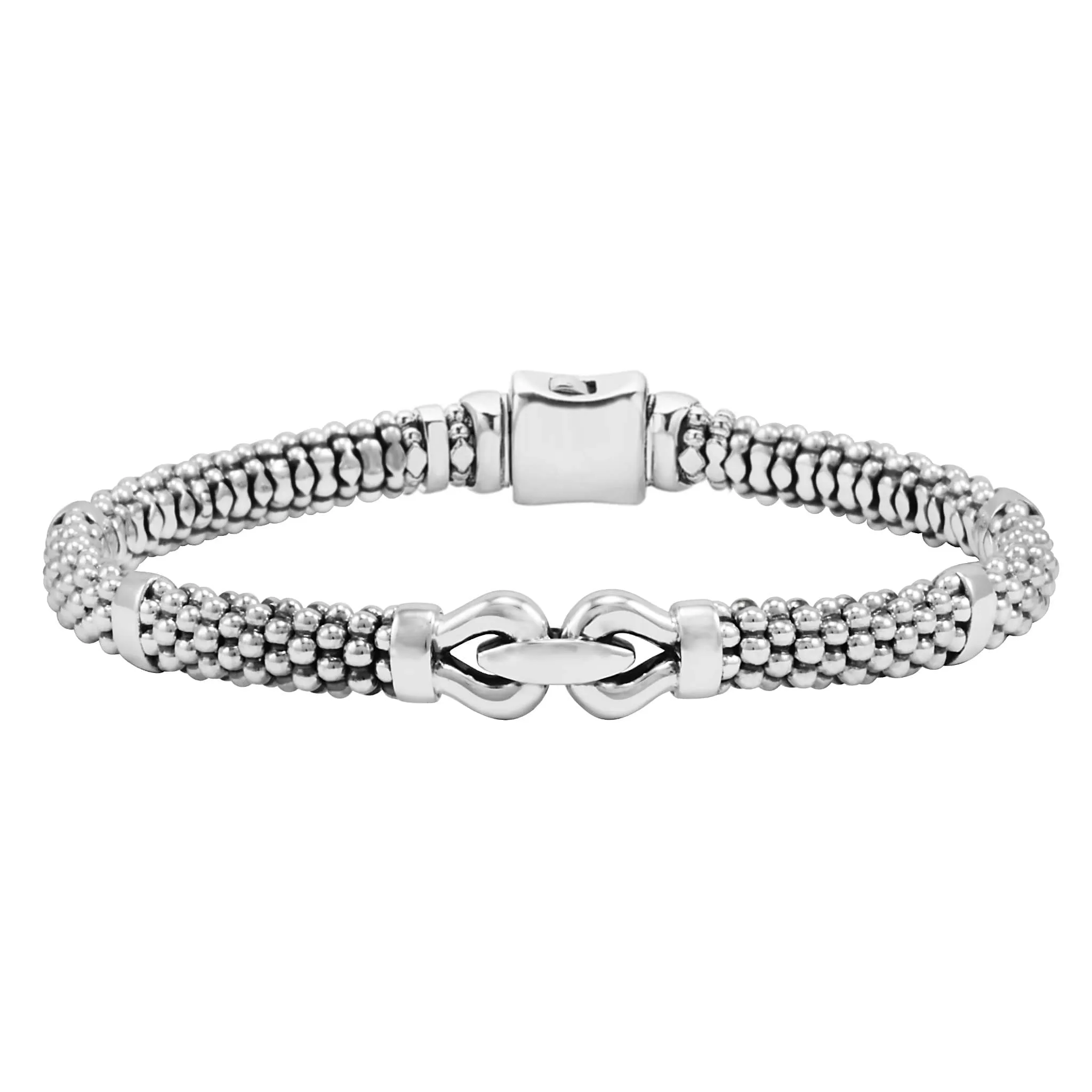 Derby Silver Caviar Buckle Bracelet | 6mm