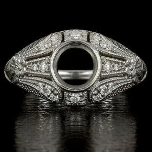 DIAMOND VINTAGE STYLE SEMI-MOUNT 6m ROUND BEZEL ENGAGEMENT RING COCKTAIL SETTING