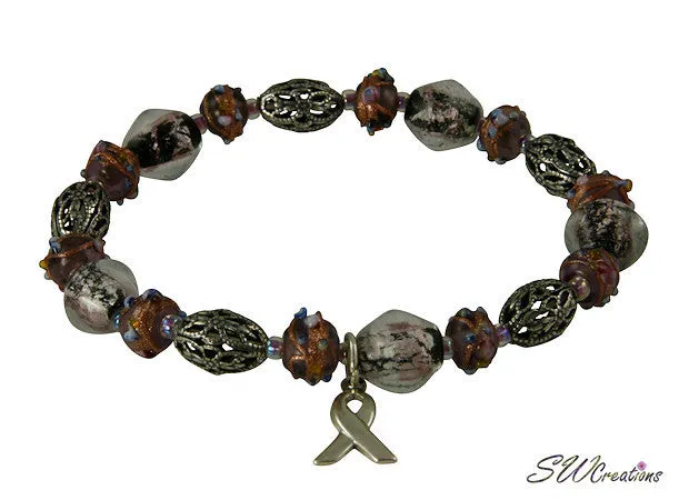 Domestic Abuse Shimmer Glass Awareness Beaded Bracelets