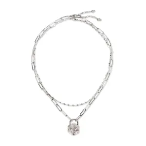 Don't Give Up Locket Necklace Bundle - White Gold