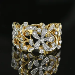 EFFY 14K Gold Two Tone Wide Floral Diamond Ring, D'Oro Collection