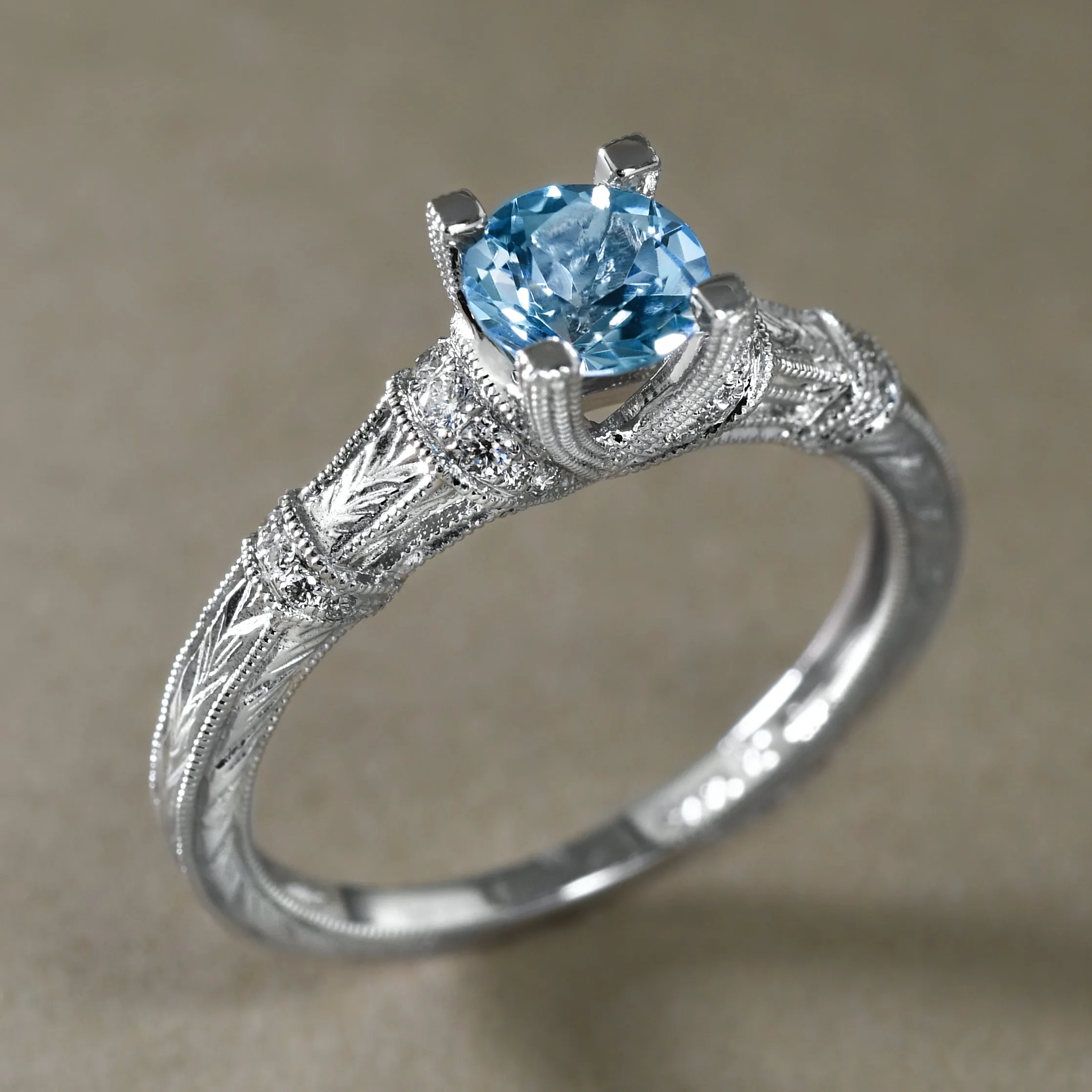 Embellished Blue Topaz Ring