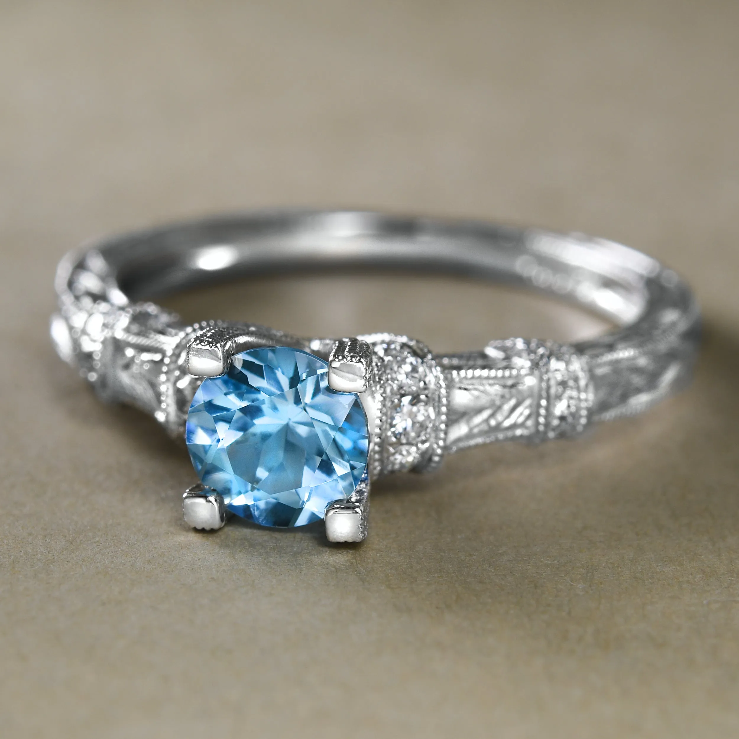 Embellished Blue Topaz Ring