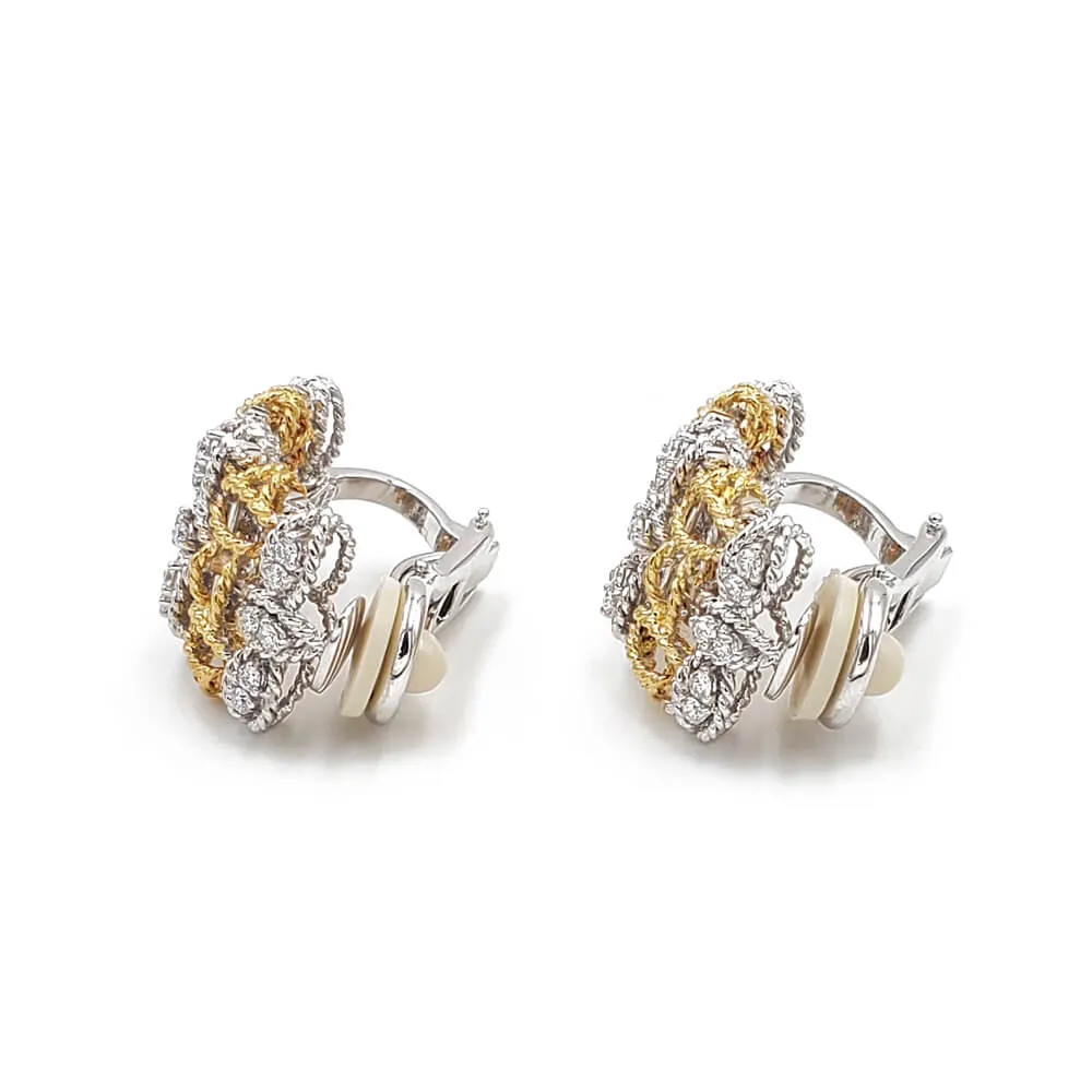 Estate Roberto Coin Barocco 18K Yellow & White Gold Diamond Earrings